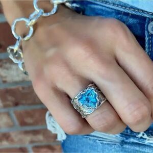 Bohemian blue stone ring as 6
